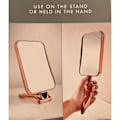 Miniatyrbillede 2 af 2: Dobbeltsidig makeup-spejl fritstående kosmetisk spejl rektangulært foldespejl 2 i 1 foldespejl rose gold