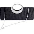 Miniatyrbillede 3 af 5: Damet Tote Taske Damer Krystal Diamante Clutch Pung Brude Bryllup Aften Fest Håndtaske Sort Hvid Sølv Tegnebog