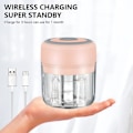 Miniatyrbilde 6 av 6: PINK - Mini elektrisk matprosessor og hvitløkshakker - 250 ml, USB-lading, 3 kniver - Perfekt for å hakke grønnsaker, pepper White