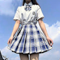 Miniatyrbild 1 av 3: Jk Uniform Komplett Set Broderad Skjorta Plisserad Kjol L Bleah
