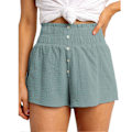 Miniatyrbild 1 av 5: Högmidjade shorts med elastisk detalj, knapp, mjuka, ventilerande strandshorts för kvinnor flickor semester himmelsblå M