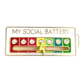 Miniatyrbillede 1 af 8: Min sociale batteri emalje broche sjov ny følelsesmæssig udtryk