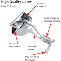 Miniatyrbillede 3 af 5: Manuel Frugtpresser, Håndpresset Citruspresser, Robust Aluminiumlegerings Håndholdt Juicer - (1 stk)