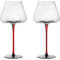 Miniatyrbillede 1 af 5: SBSG Sæt af 2 Store Vinglas, Krystalklart Glas, Langstilket Vinglas til Rødvin, Sorte Konkave Bund Champagne Glas