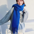 Miniatyrbillede 4 af 5: Tykt blødt glutinøst mohair tørklæde nyt klein blåt tørklæde dame sjal varmt tørklæde Klein blue