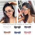 Miniatyrbilde 3 av 5: Solbriller for kvinner og menn: Trendy Oversized Rimless Solbriller med hjerte, skjold wrap around, Fashion Futuristic Gave