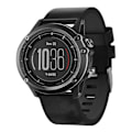 Miniatyrbilde 1 av 4: For Garmin Fenix 3 Sapphire 26mm Lær Stålspenne Klokkereim Black