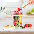 Miniatyrbild 3 av 6: 2-pack övernattningshavregrynsburkar, 10 oz spannmåls-, mjölk-, grönsaks- och fruktsalladsförvaringsbehållare med måttmarkeringar (VIT)