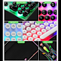 Miniatyrbillede 2 af 5: Keyboard og mus-sæt Punk Retro Keycaps USB Kablet Farverig Baggrundsbelyst Holdbart ABS Tastatur og Mus til Gaming Laptop PC