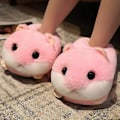 Miniatyrbild 1 av 5: Kanin/hamster/hundformade plyschtofflor Kreativ omslagning Fuzzy Varma fodrade vintertofflor för vuxna inomhus 35-41cm Nya Pink Hamster One Size