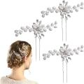 Miniatyrbild 1 av 5: 3 st brudnäbben pärlblomma kristall brudtärna smycken bröllopshårnålar strass huvudbonad accessoarer hårnål