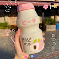 Pikkukuva 1 / 5: 480ml Muovinen Vesipullo Juomapullo Söpö Kawaii Maitosheikkeripullo peach