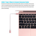 Miniatyrbild 3 av 5: USB-C Förlängningskabel USB 3.1 Typ C Hane till Hona Förlängningskabel Adapter Konverterare Data Synkronisering Ch