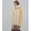 Miniatyrbillede 2 af 5: Stor Chunky Sjal Farverig Kashmir Følelse Oversized Sjal Tæppe Blød Stor Uld Shawl Tyk Vinter Varmt Kvinder Cream