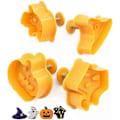 Miniatyrbillede 1 af 5: Halloweencookie Udskærer, 4 Halloween Kageudstikkere til Småkager, Brød, Kage, Cheesecake Form Chokolade Gelé Form Dekorationer