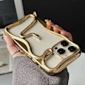 Pikkukuva 1 / 4: iPhone 16 Pro -puskurikotelo, 3D-käärmekuvioinen ontto TPU-puhelinkuori - Galvanoidulla kullalla Multicolor Electroplated Gold