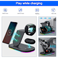 Miniatyrbilde 4 av 5: 3 i 1 Android Trådløs Lader Kompatibel med Samsung Enheter, Laderdokk Kompatibel med Galaxy S22/s22+/s22 Ultra