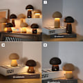 Miniatyrbillede 2 af 5: Svampe Lampe Genopladelig Bærbar Natlampe - Trælampe Soveværelse Sengelampe Beige