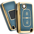 Miniatyrbillede 1 af 5: Bilnøgleetui, nøglecover til Peugeot 207 307 308 407 408 3008 5008 Citroen C2 C3 C4 C5 C6 C8 2 knapper nøgleetui tilbehør （Golden Edge Grey)