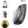 Miniatyrbilde 2 av 7: 4 stk Midge Head Net, Nylon Mygghodebeskyttende Netting, Fint Mesh Insektnetting, Ansikts- og Halsnetting Deksel for Utendørs, Fotturer