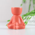 Miniatyrbillede 4 af 9: Menneskeformet keramisk blomsterkrukke Keramisk håndværk Sukkulent blomsterkrukke Hjemmekontor dekorationer Red Meditation