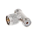 Miniatyrbilde 1 av 4: T-formet UHF hann PL259 til 2 UHF hunn SO239 trippel RF-kontakt 3-veis koaksial adapter