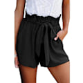 Miniatyrbillede 1 af 4: Dame Ensfarvede Elastiske Shorts Sommer Afslappet Høj Talje Korte Bukser Black 3XL