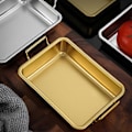 Miniatyrbillede 5 af 5: 304 Rustfrit Stål Kvadratisk Tallerken Til Snacks Grill Dessert Bakke Hjem Køkken Spisebord Tallerkener Nød Kage Frugt Tallerken Multifunktionel Opbevaring Tallerkener Gold Without ears