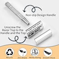 Miniatyrbillede 3 af 5: Enkeltblad Razor, Dobbeltkantet Sikkerhedsbarbermaskine Metal Manuel Razor til Hårfjerning