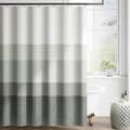 Duschdraperi med gradient - tvättbart textilmaterial - modern färgstrimmig design - vattenavvisande polyester Grå 180×180 cm Gray 180×180 cm