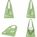 Miniatyrbilde 3 av 5: Kvinners heklede håndvesker sommer strand vevde vesker boho strikkede skulder vesker blomster shopping reise casual vesker for festivaler