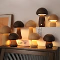 Miniatyrbillede 5 af 5: Svampe Lampe Genopladelig Bærbar Natlampe - Trælampe Soveværelse Sengelampe Beige