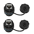 Miniatyrbillede 1 af 5: 2 STK RJ45 Panelmonteringskobling, IP68 Skærmet Industriel Panelmonteret Ethernet LAN Gennemgangsstik til CAT6/CAT5E/CAT5