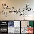 Miniatyrbild 2 av 4: Live Love Laugh Väggdekaler, Motiverande Väggdekaler, Väggskylt Konstdekor, för Heminredning för Sovrum Vardagsrum