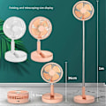 Miniatyrbild 2 av 5: Drivna Handfläktar USB Uppladdningsbar Hopfällbar Fläkt Mini Teleskopisk Golv Hem Sommar Bärbar Elektrisk Fläkt Kylning För Hushåll Sovrum Kontor White