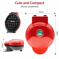 Miniatyrbilde 5 av 5: Mini vaffeljern, EU 4 tommers vaffeljern med kompakt design, enkel å rengjøre, non-stick overflate, perfekt til frokost, dessert, sandwich svart