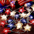 Miniatyrbild 1 av 5: Juldekorationer Självständighetsdag String Lights Dekorationer Rattan Stjärnor Patriotiska Ljus Batteridrivna LED String Lights Utomhusbelysning