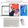 Pikkukuva 3 / 5: Ladattava Bluetooth-näppäimistö ja hiiri -yhdistelmä, ultraohut kannettava kompakti langaton hiirisetti Android Windows -tabletille, puhelimelle, iPadille, iOS:lle, valkoinen White