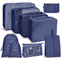 Miniatyrbillede 1 af 4: 8 stk. Rejseorganisatorposer, Bagagepakkeposer med Sko Opbevaringsposer, Mesh Makeupposer navy blue