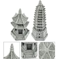 Miniatyrbillede 2 af 8: 2 stk. Mini Pagode Statue Zen Miniature Pagode Hexagon Figurine DIY Mikro Landskab Fe Hjemmehave Dukkehus Ornamenter