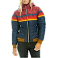 Miniatyrbillede 1 af 4: Dame Regnbue Lynlås Vinter Dunjakke Casual Stribet Hætte Pufferjakke Navy XXXL