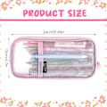 Miniatyrbillede 3 af 7: Gitternet Pencil Case Stor Kapacitet Blyantpose Transparent Makeup Pung Kosmetikpung til Studerende Skole College Kontor Pink