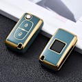 Miniatyrbillede 2 af 5: Bilnøgleetui, nøglecover til Peugeot 207 307 308 407 408 3008 5008 Citroen C2 C3 C4 C5 C6 C8 2 knapper nøgleetui tilbehør （Golden Edge Grey)