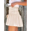 Miniatyrbillede 3 af 5: Dame Shorts Bomuld Høj Elastisk Talje Plisseret Flæse Sød Shorts Strand Flydende Afslappede Shorts S-xl Beige Large