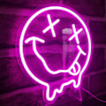 Miniatyrbild 2 av 5: Smiley Face Neon-skylt med smält leende - Smält leende Neon-skyltar LED-skylt för väggdekoration Dimbar Neon Smiley Face Ljusskyltar för sovrum, barnrum, fest, rosa W