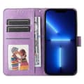 For Iphone 13 Pro preget solsikke-skinndeksel (lilla)