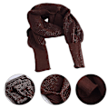 Miniatyrbilde 4 av 5: Vinterstrikket pledd med lange ermer for kvinner - Sjalwrap med ermer - Ensfarget heklet genser skjerf - Multifunksjonell poncho kappe halsvarmer Wine Red