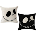 Miniatyrbild 1 av 5: Nightmare Before Christmas Bomullslinne Kvadratisk Kuddfodral Dekorativ Kuddfodral Kuddeöverdrag för Soffa 18\"X18\" Halloween Sängöverkast