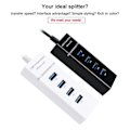 Miniatyrbillede 3 af 4: USB 3.0 porte hub splitter adapter kabel computer USB splitter hvid