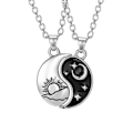 Pikkukuva 5 / 5: Yin Yang -kaulakoru, personoitu aurinko-kuu-riipus, sopii pariskunnille A